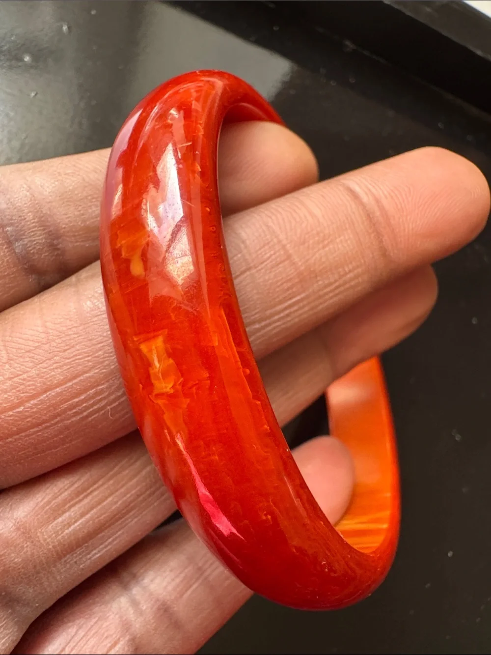 Red Cinnamon Swirl Bakelite Bangle Bracelet